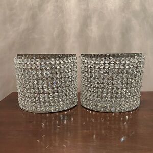Crystal-Embellished Silver Candle Wall Sconces